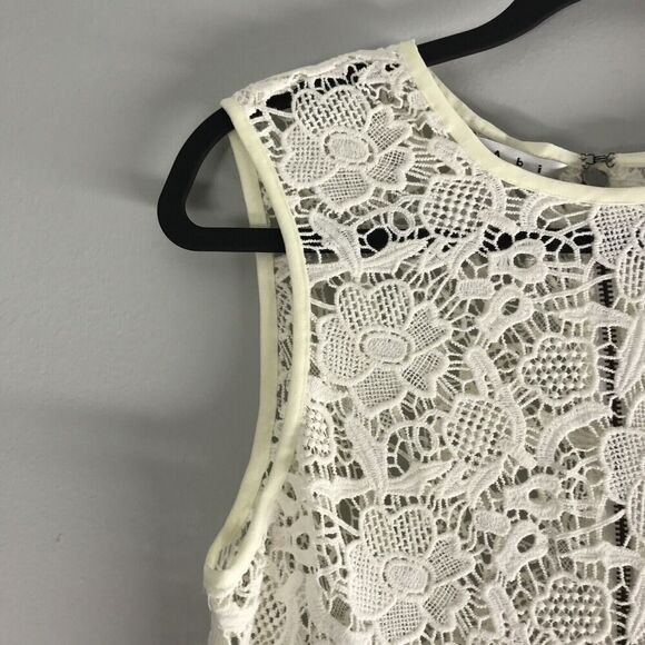 Cabi #800 Size Medium Open Needle Lace Floral Peplum Sheer Tank Exposed Zipper - Picture 4 of 16